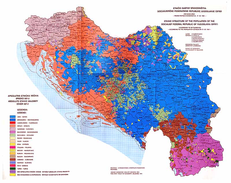 Here's the most detailed ethnic map of Yugoslavia ever made (the 